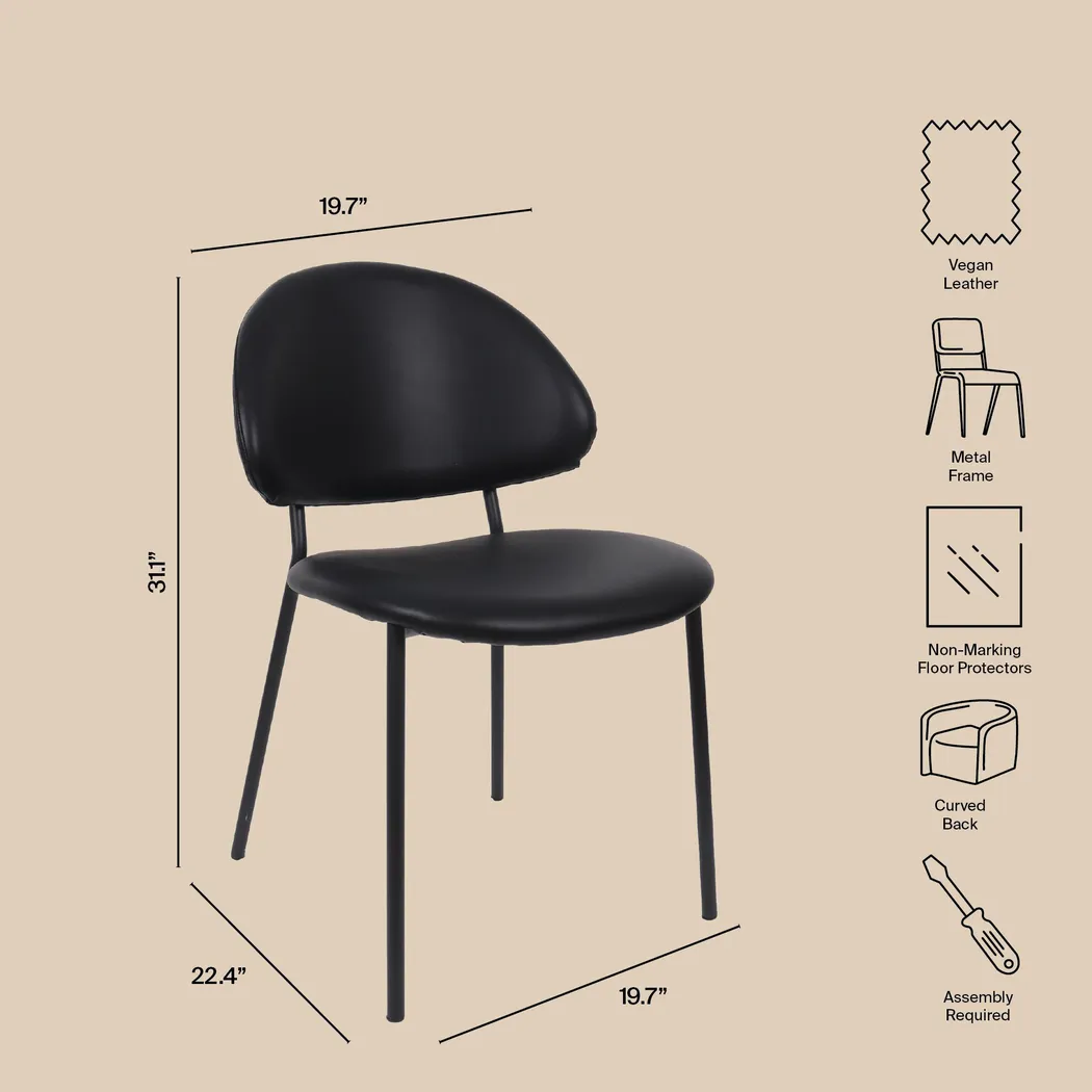 Joud Black Side Chair, Set of 4 - Thumbnail - Image 6