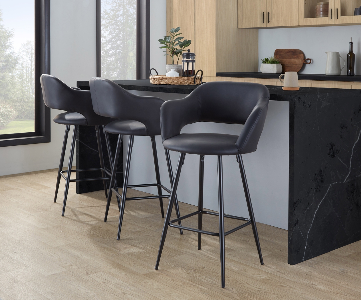 Jouett Black Counter Height Stool, Set of 2 - Thumbnail - Image 3