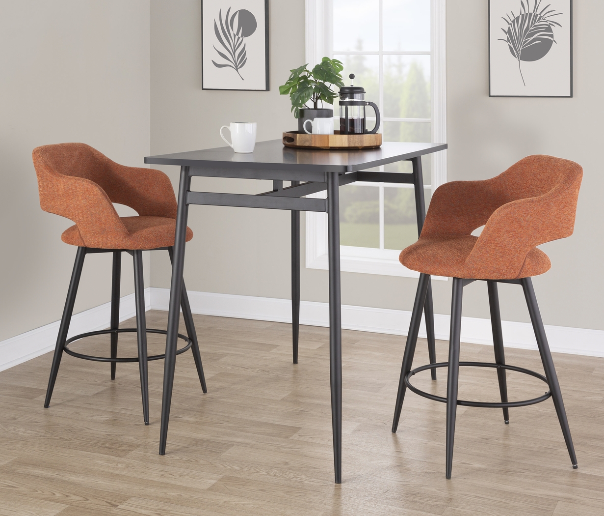 Jouett II Orange Swivel Counter Height Stool, Set of 2 - Thumbnail - Image 2