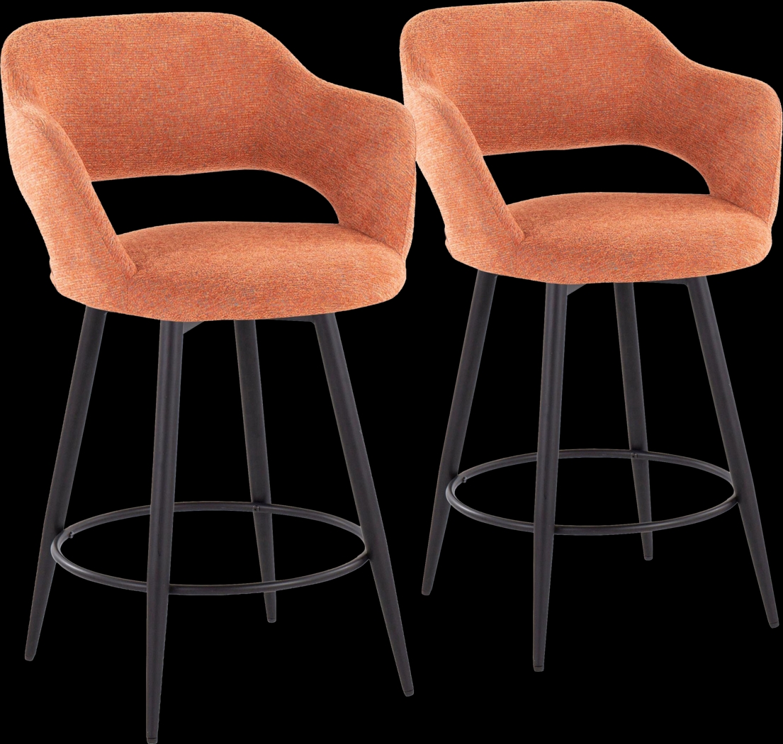 Jouett II Orange Swivel Counter Height Stool, Set of 2 - Thumbnail - Image 1