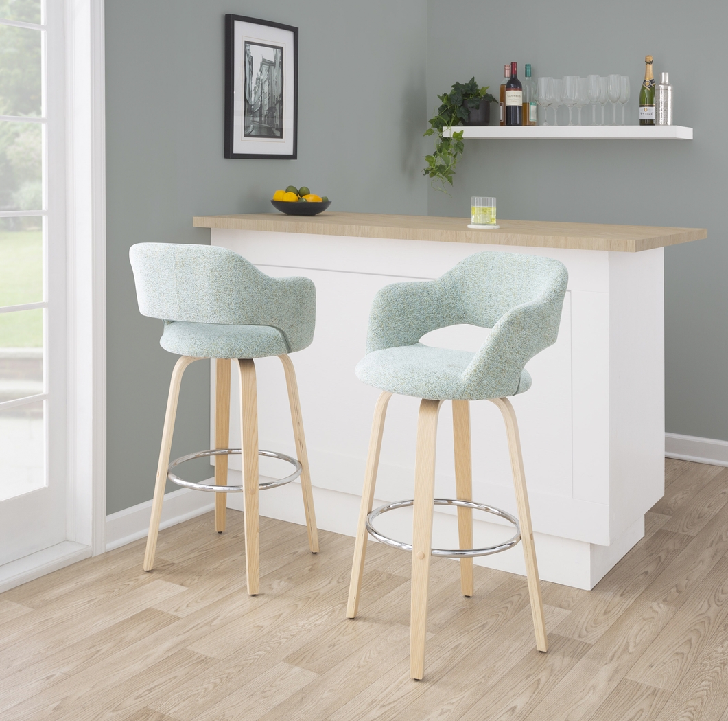 Jouett III Green Swivel Barstool, Set of 2 - Thumbnail - Image 2