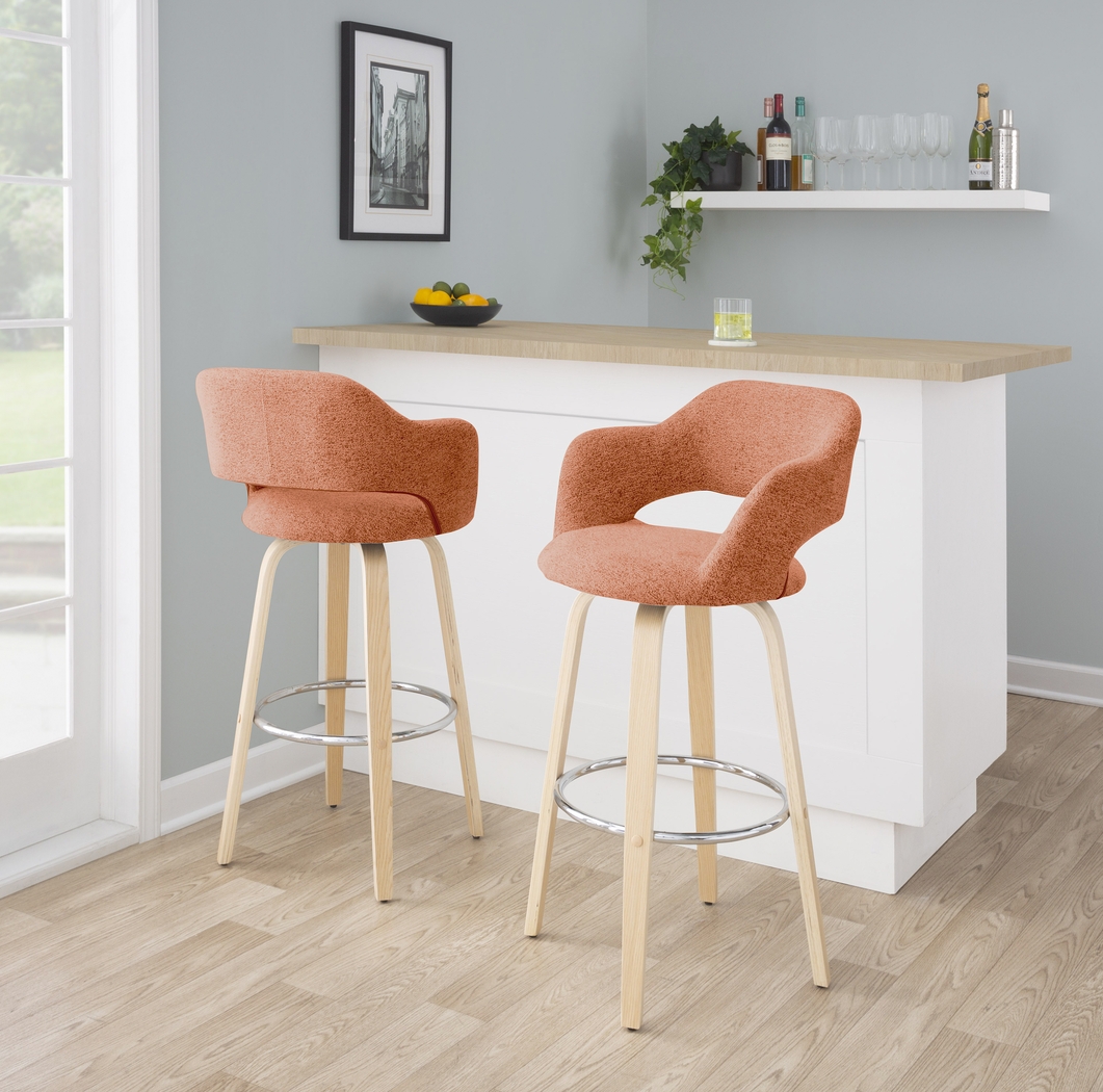 Jouett III Orange Swivel Barstool, Set of 2 - Thumbnail - Image 2