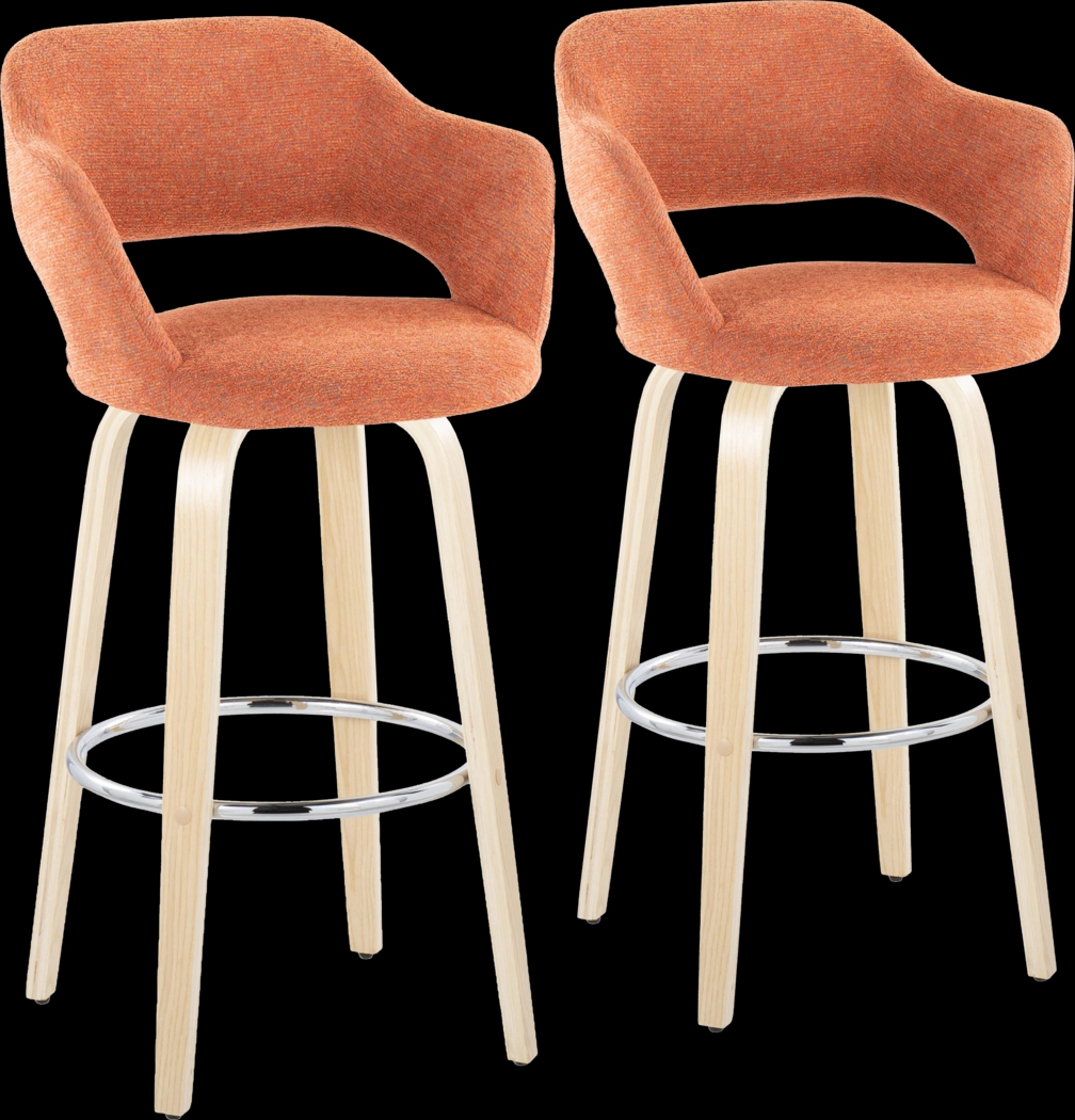 Jouett III Orange Swivel Barstool, Set of 2 - Thumbnail - Image 1
