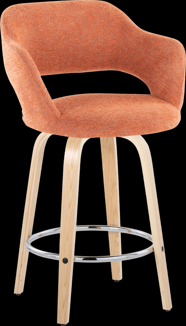 Jouett III Orange Swivel Counter Height Stool, Set of 2 - Thumbnail - Image 3