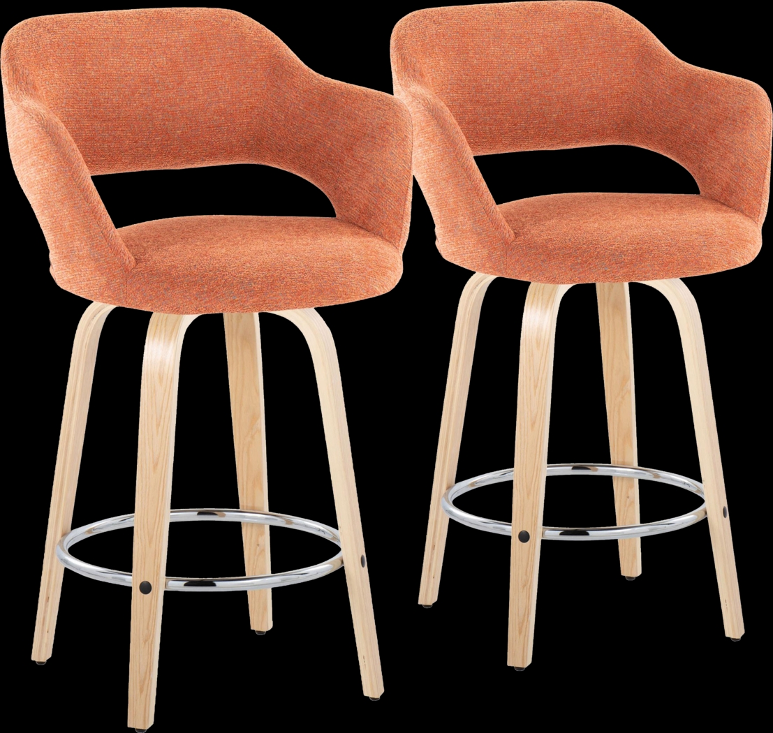 Jouett III Orange Swivel Counter Height Stool, Set of 2 - Thumbnail - Image 1