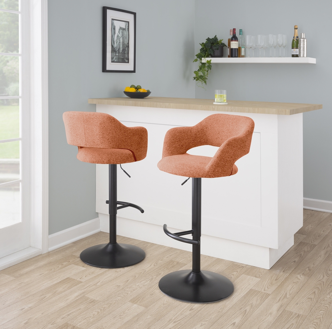 Jouett IV Orange Adjustable Barstool, Set of 2 - Thumbnail - Image 2