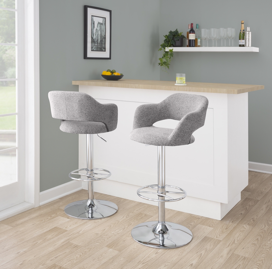 Jouett V Gray Adjustable Barstool, Set of 2 - Thumbnail - Image 2