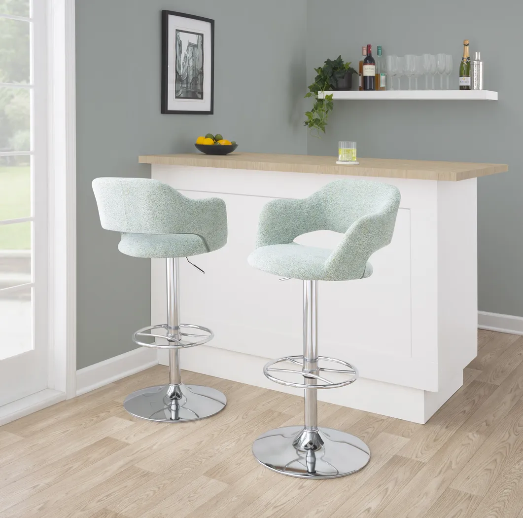 Jouett V Green Adjustable Barstool, Set of 2 - Thumbnail - Image 2