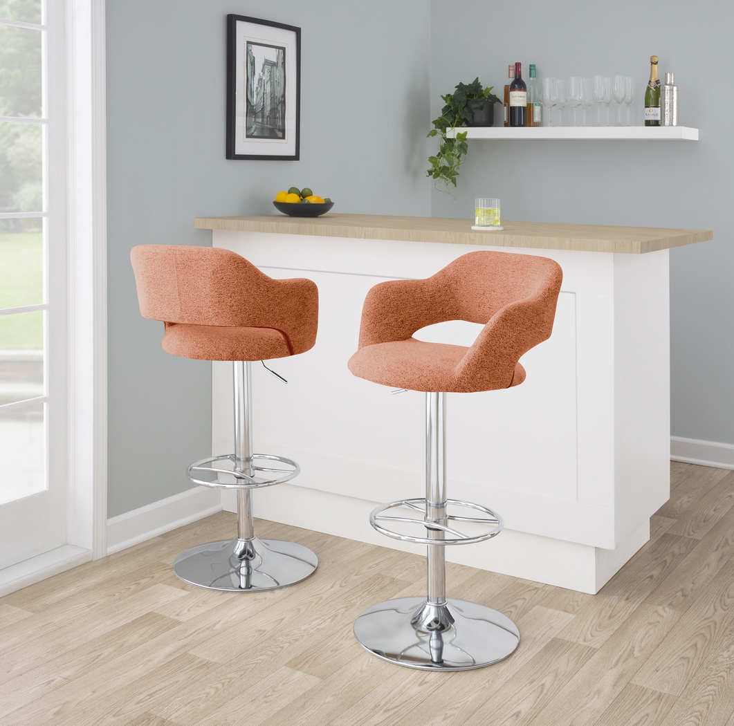 Jouett V Orange Adjustable Barstool, Set of 2 - Thumbnail - Image 2