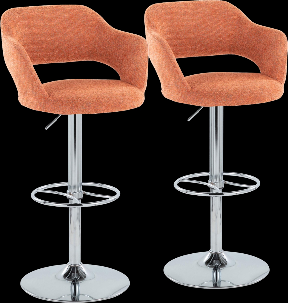 Jouett V Orange Adjustable Barstool, Set of 2 - Thumbnail - Image 1