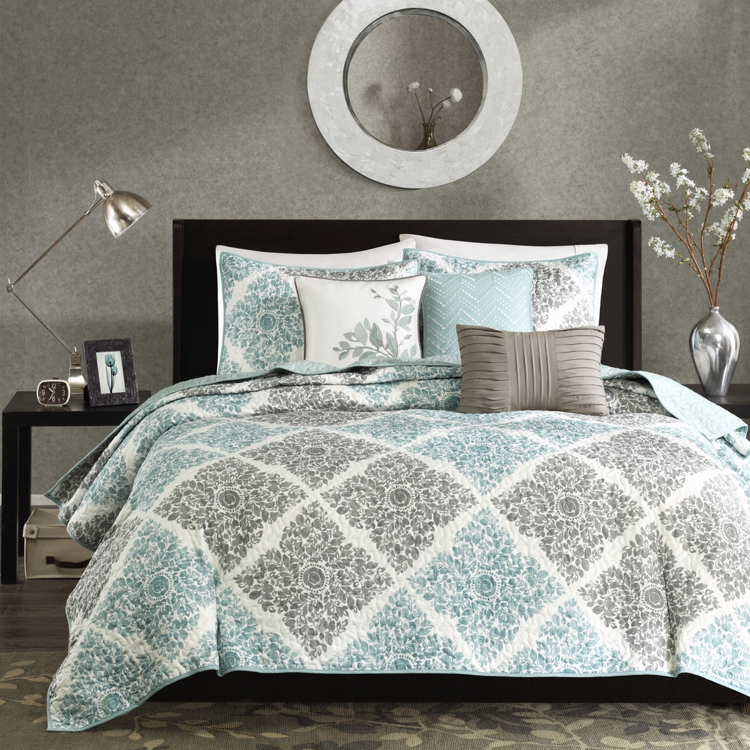Joulee Blue 6 Pc King/California Coverlet Set - Thumbnail - Image 2