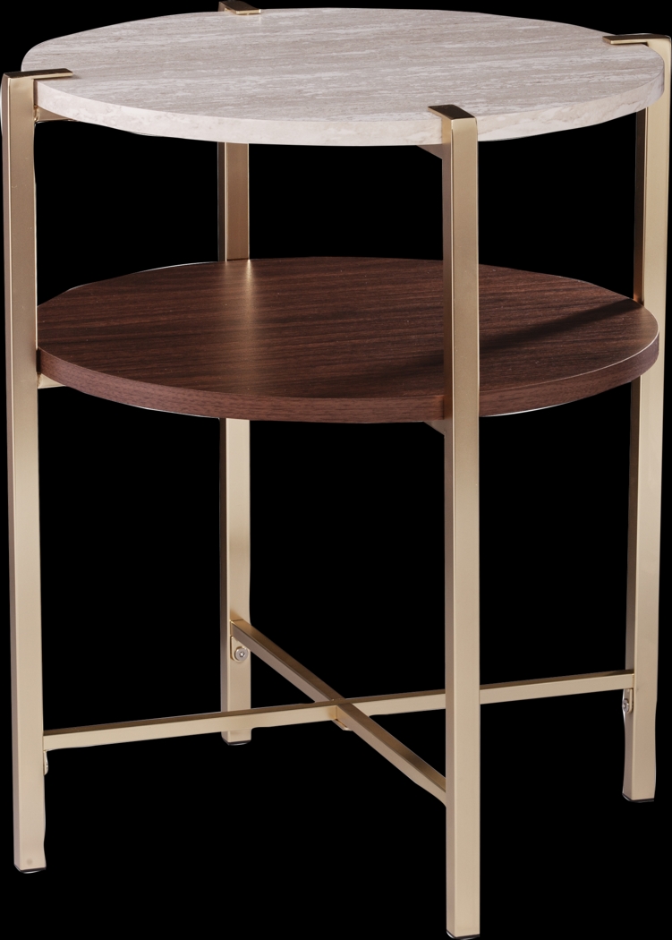 Journeyville White Round End Table - Thumbnail - Image 1