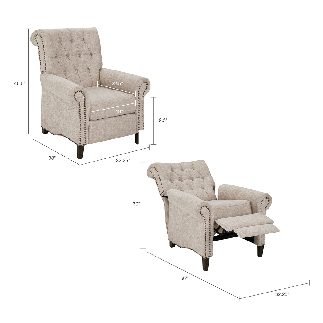 Julieanna Cream Pushback Recliner - Thumbnail - Image 7