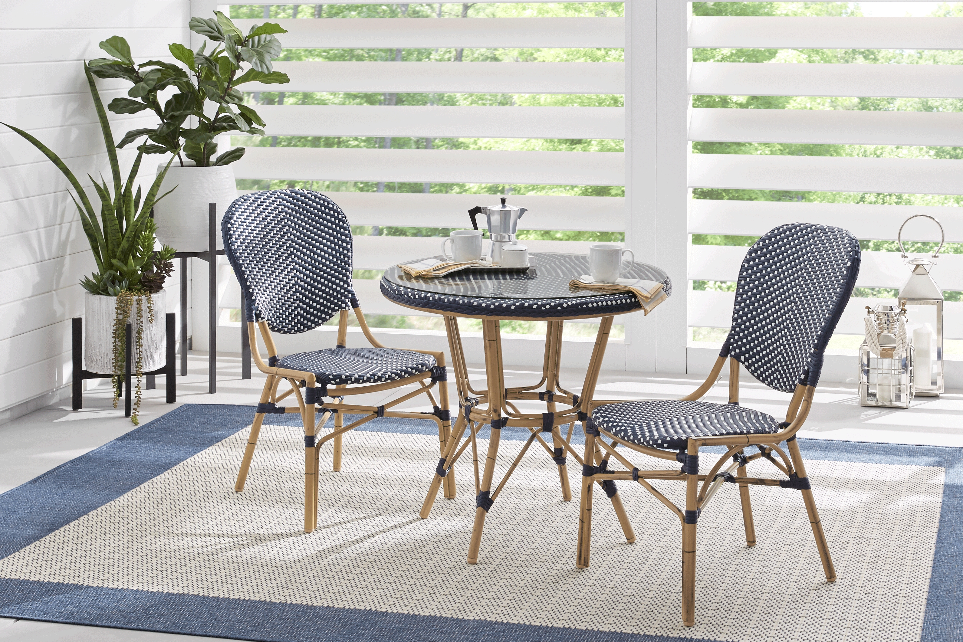 Juliette Blue 3 Pc Outdoor Dining Set - Thumbnail - Image 1