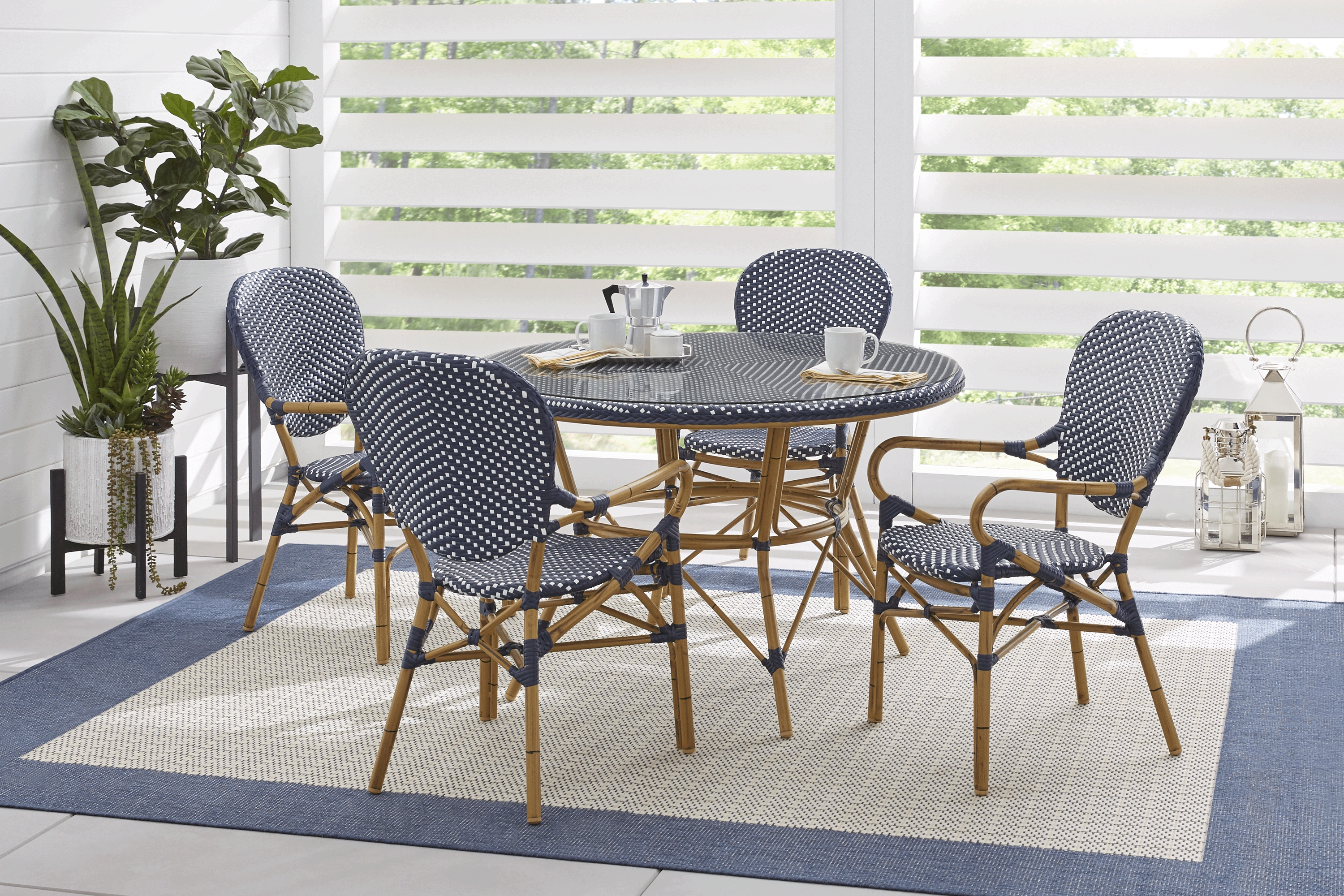 Juliette Blue 5 Pc Outdoor Dining Set - Thumbnail - Image 1