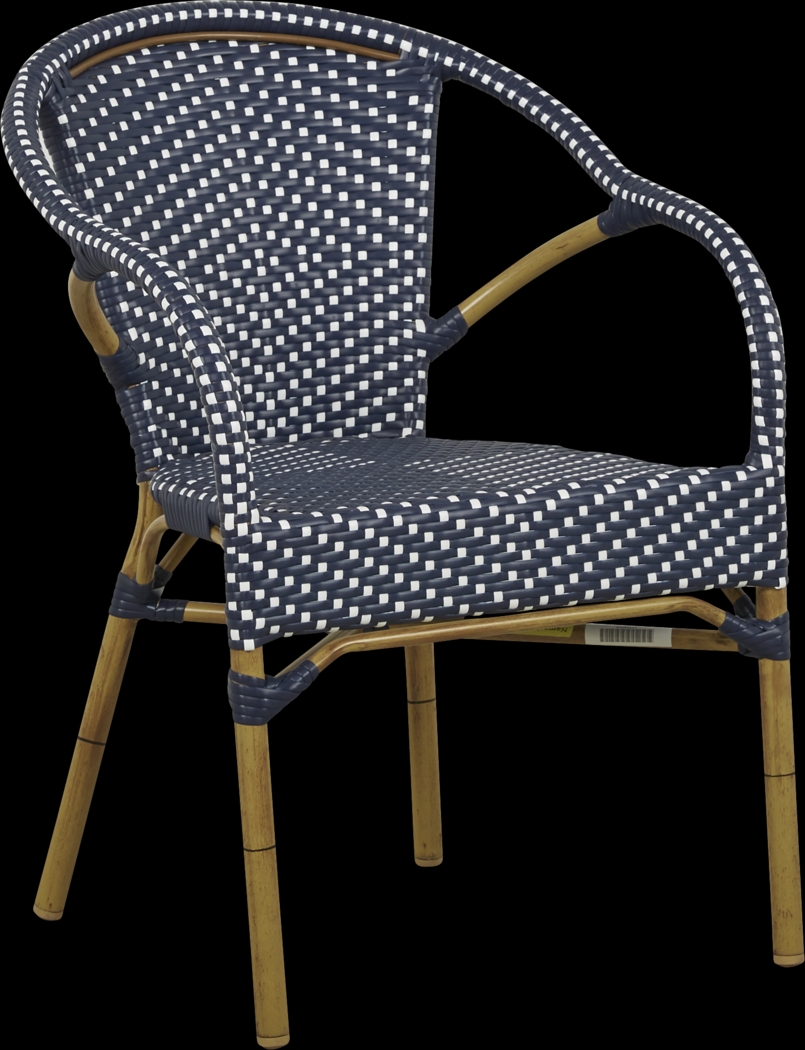 Juliette Blue Outdoor Round Back Arm Chair - Thumbnail - Image 1