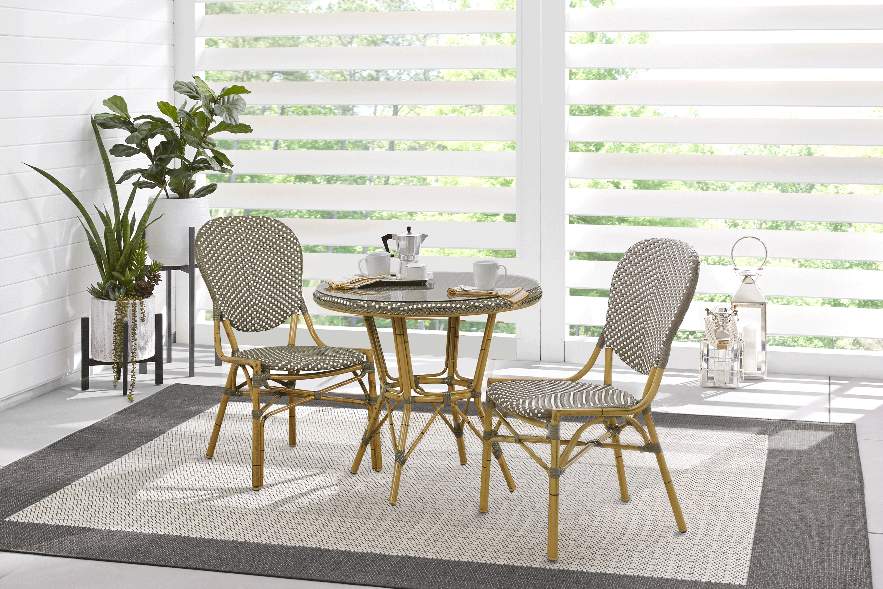 Juliette Gray 3 Pc Outdoor Dining Set - Thumbnail - Image 1