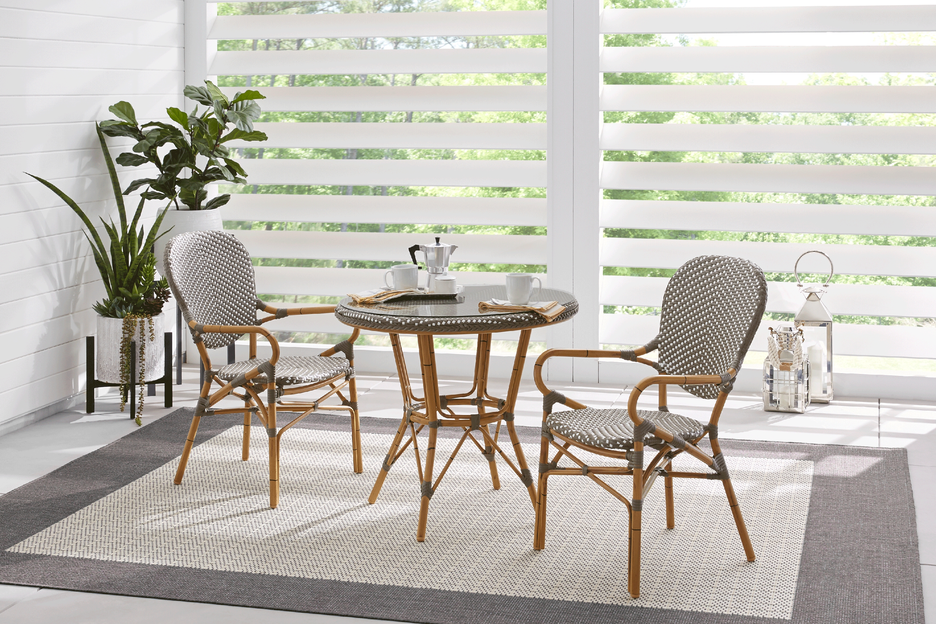 Juliette Gray 3 Pc Outdoor Dining Set - Thumbnail - Image 1