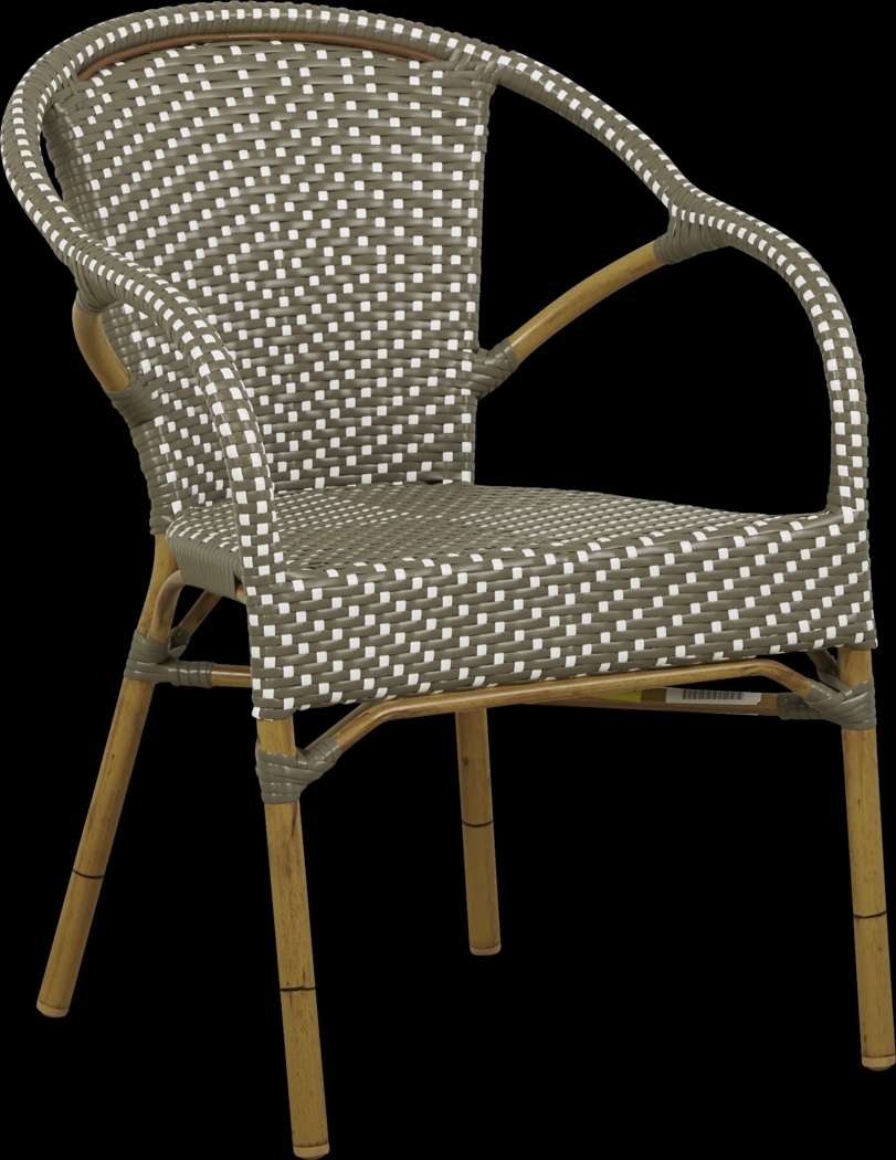 Juliette Gray Outdoor Round Back Arm Chair - Thumbnail - Image 1