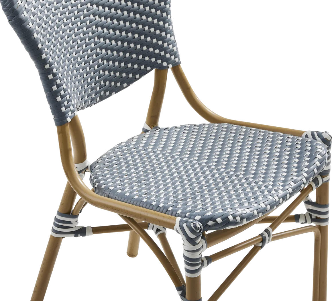 Juliette II White 3 Pc Outdoor Dining Set with Navy Chairs - Thumbnail - Image 8