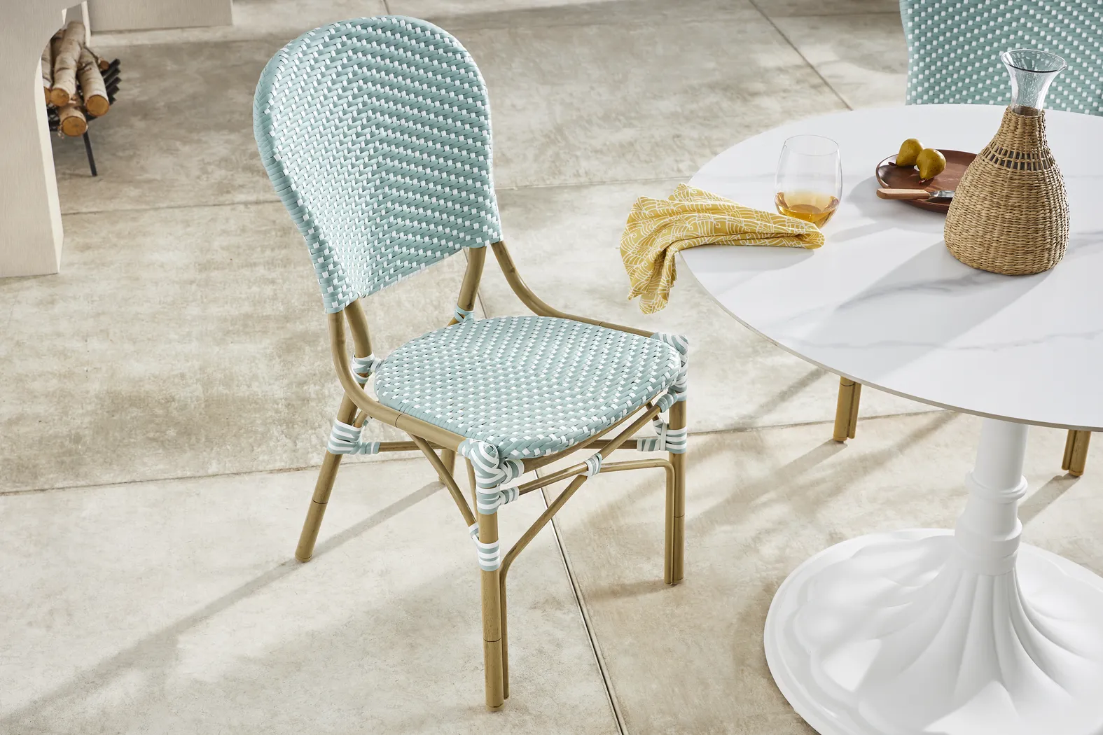 Juliette II White 3 Pc Outdoor Dining Set with Sky Chairs - Thumbnail - Image 10