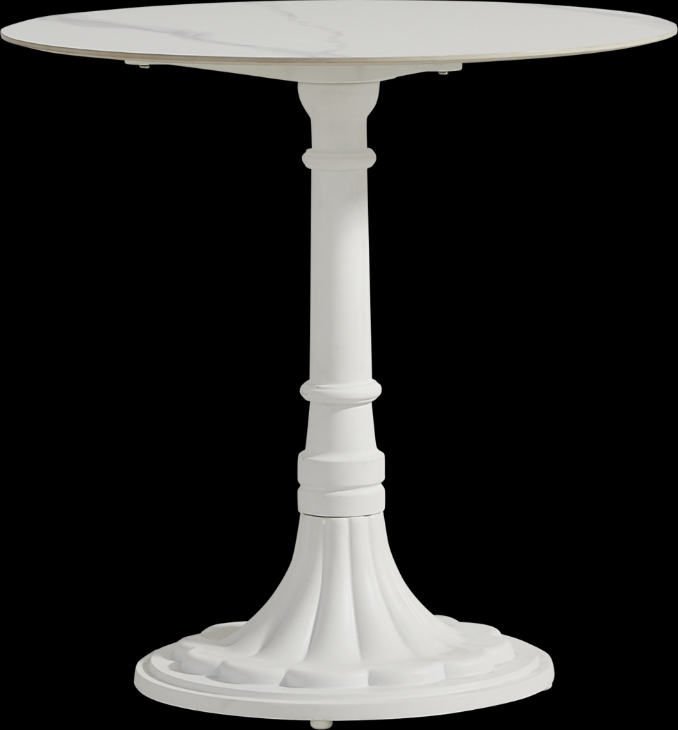 Juliette II White 30 in. Round Outdoor Dining Table - Thumbnail - Image 1
