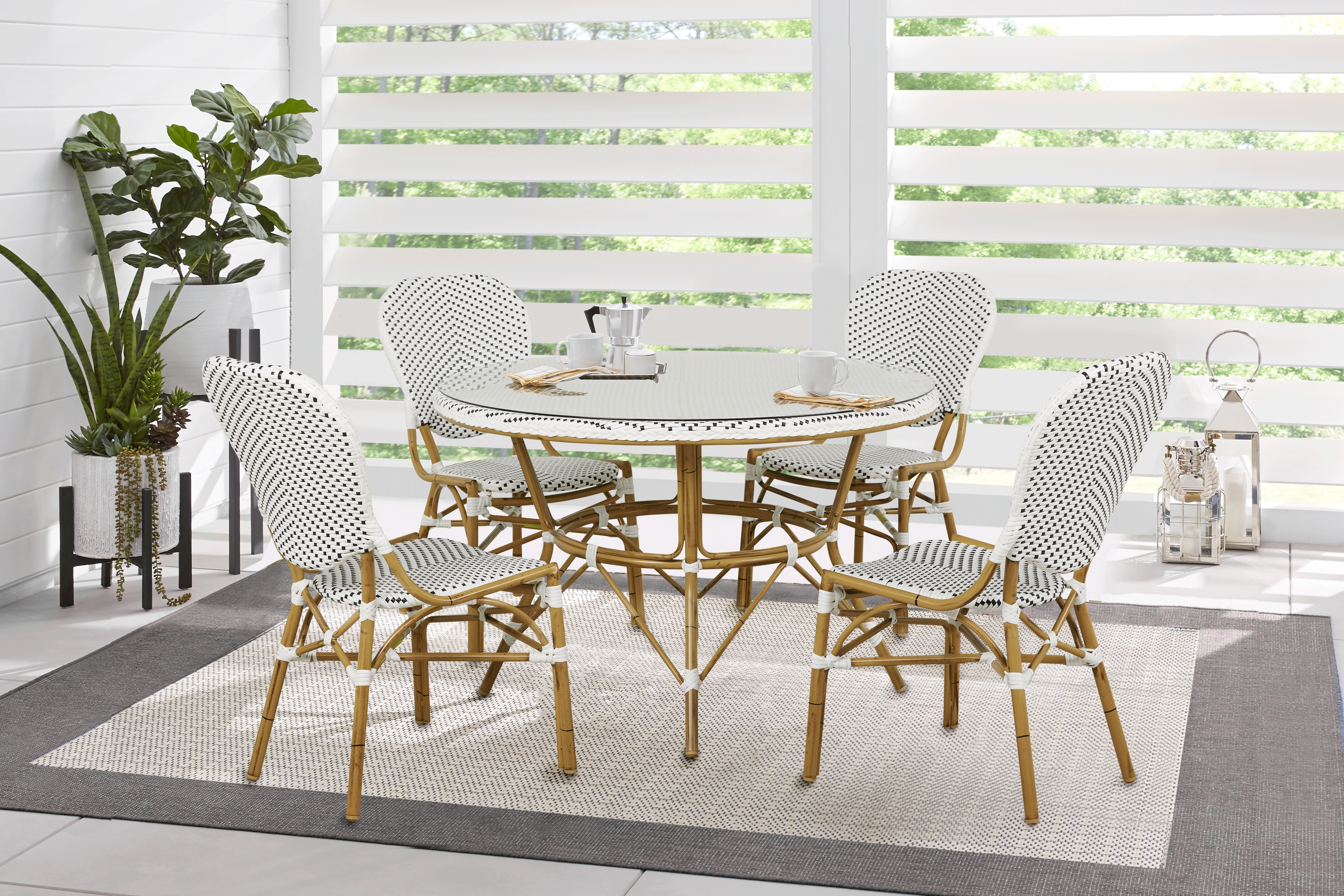 Juliette White 5 Pc Outdoor Dining Set - Thumbnail - Image 1