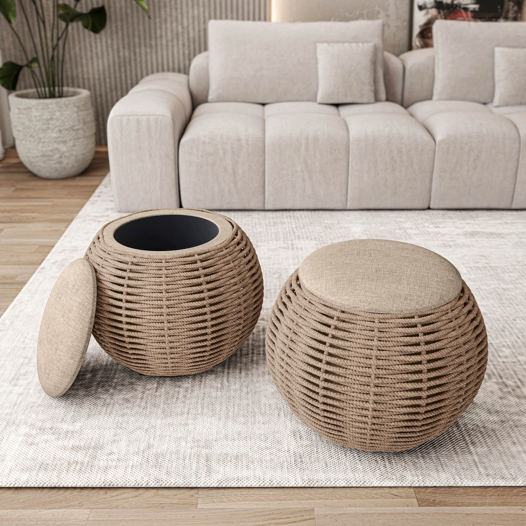Jumara Beige Storage Ottoman - Thumbnail - Image 2