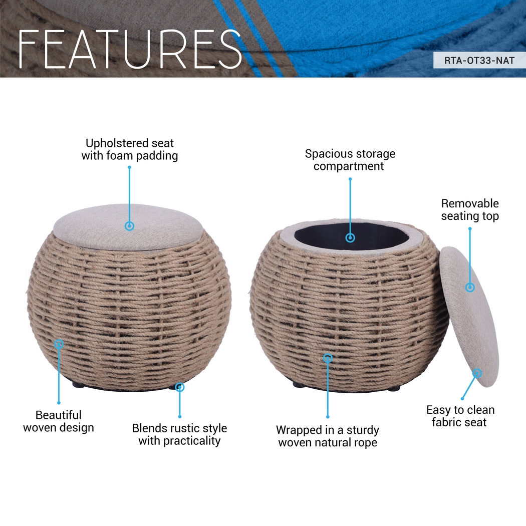 Jumara Beige Storage Ottoman - Thumbnail - Image 4