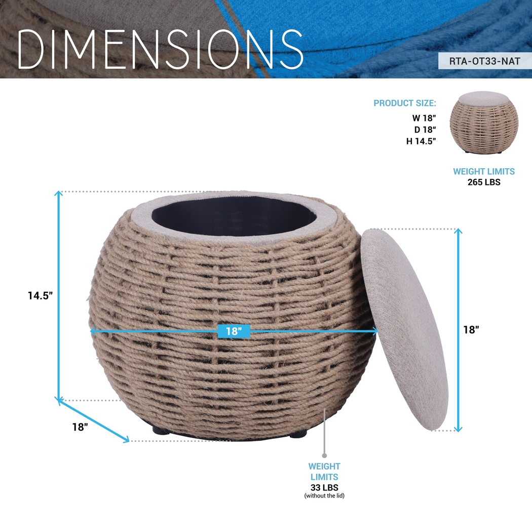 Jumara Beige Storage Ottoman - Thumbnail - Image 5