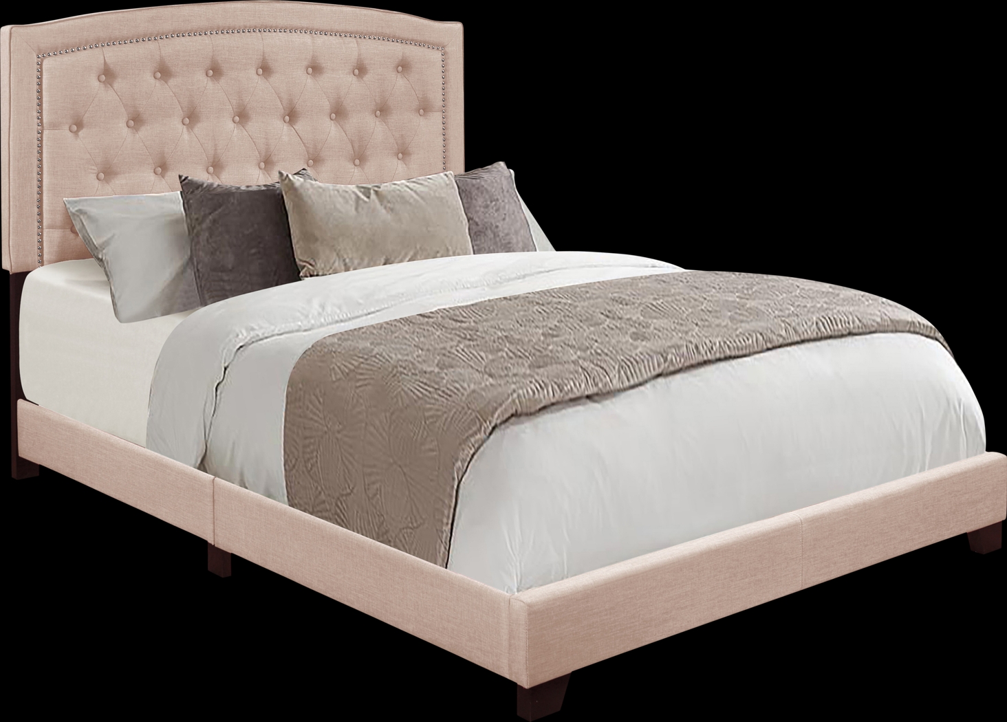 Juneberry Beige Full Upholstered Bed - Thumbnail - Image 3