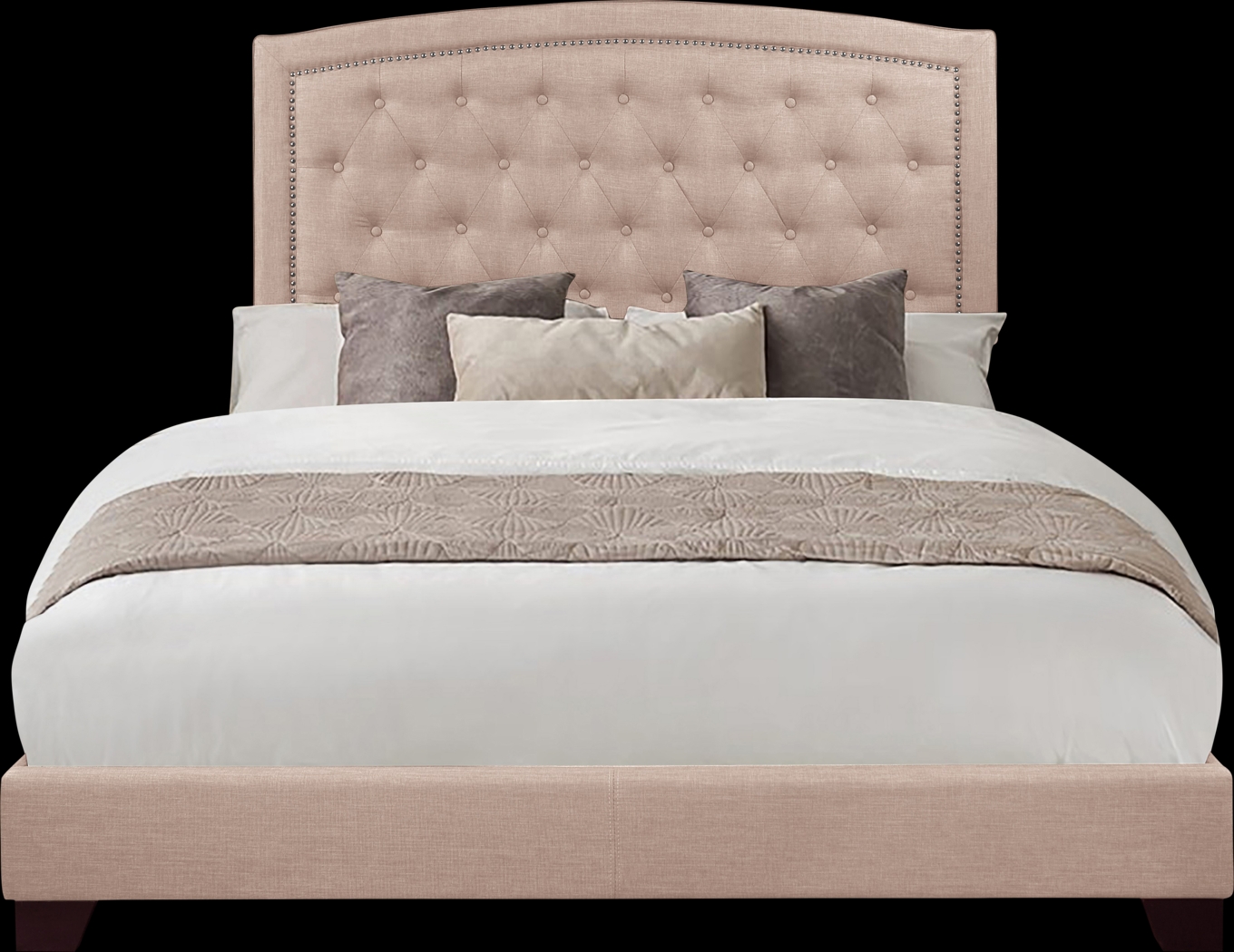 Juneberry Beige Full Upholstered Bed - Thumbnail - Image 1