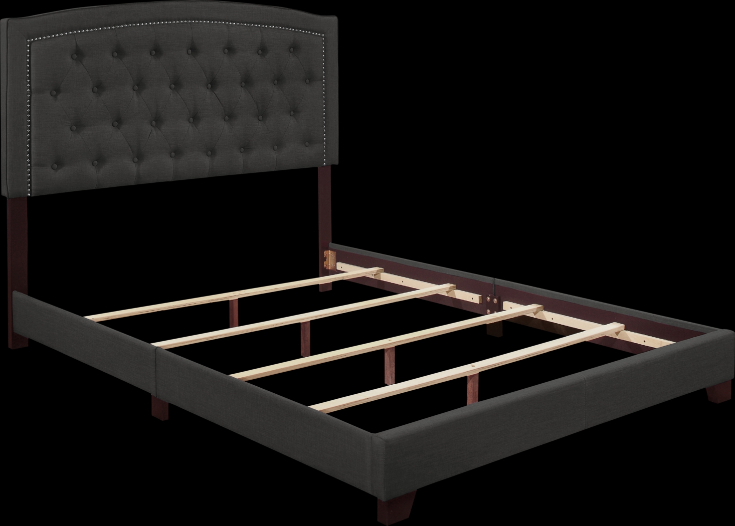 Juneberry Dark Gray King Upholstered Bed - Thumbnail - Image 4