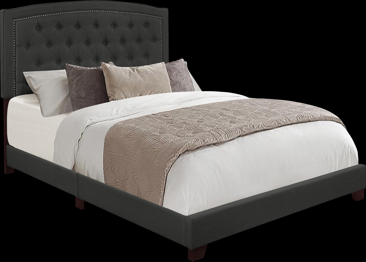 Juneberry Dark Gray Queen Upholstered Bed - Thumbnail - Image 3