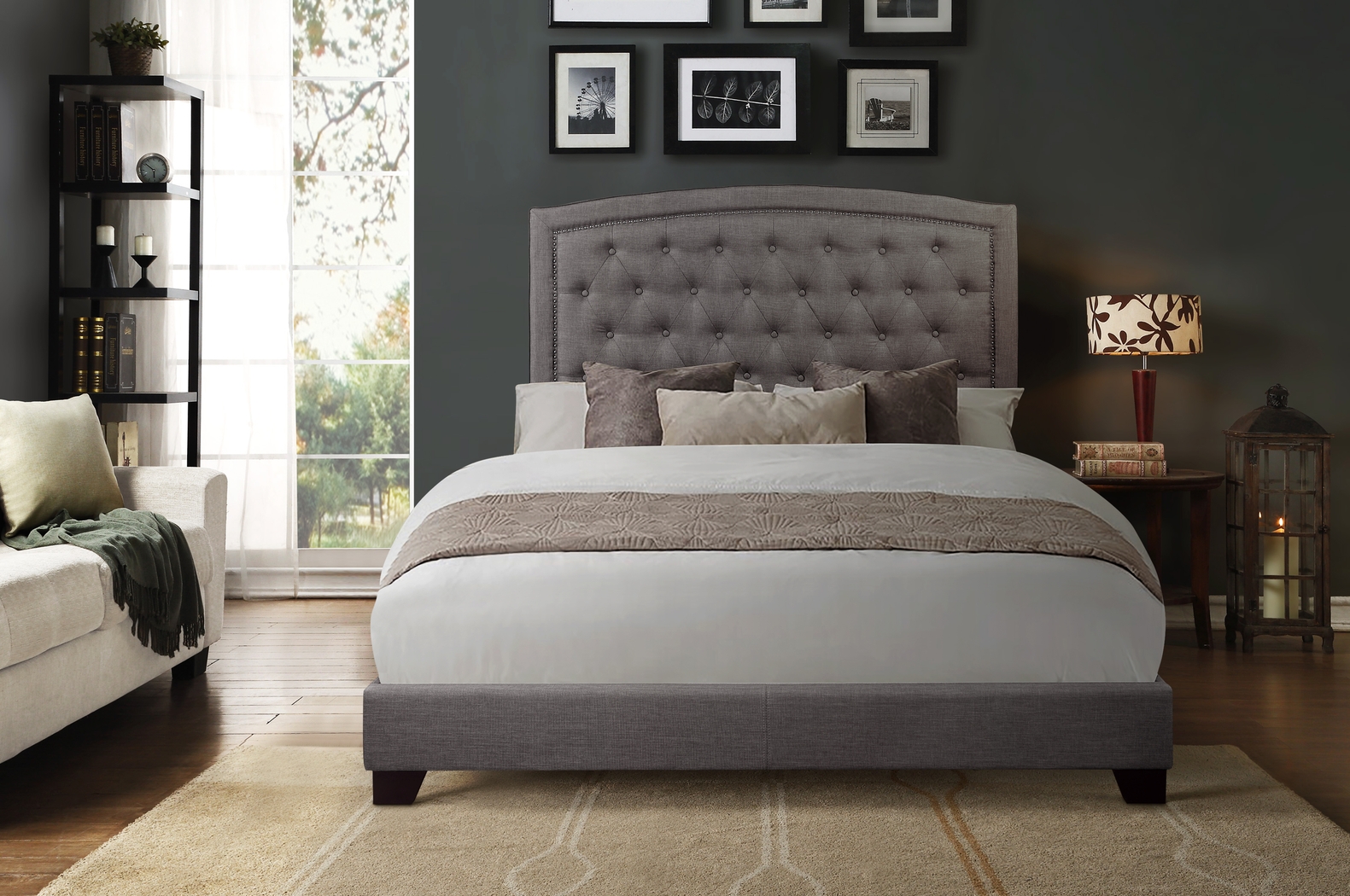 Juneberry Gray Full Upholstered Bed - Thumbnail - Image 2