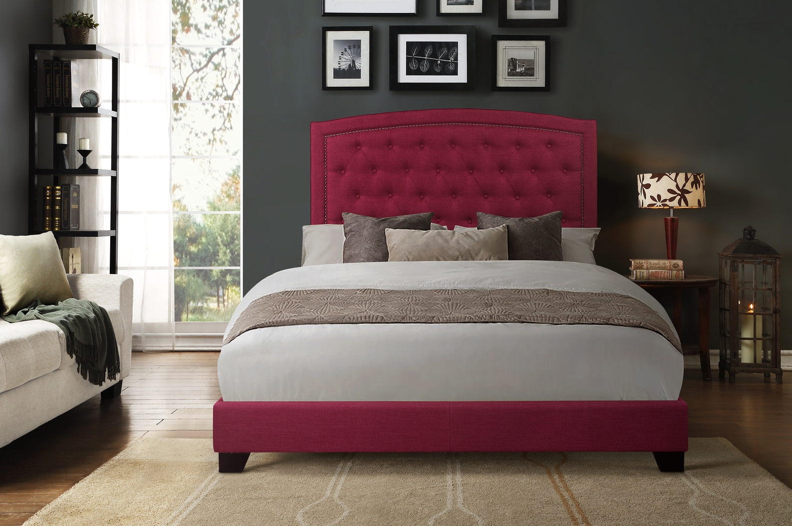 Juneberry Pink Full Upholstered Bed - Thumbnail - Image 2
