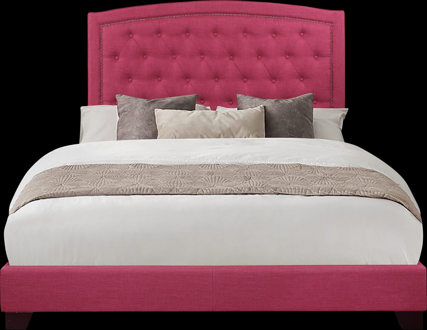 Juneberry Pink King Upholstered Bed - Thumbnail - Image 1