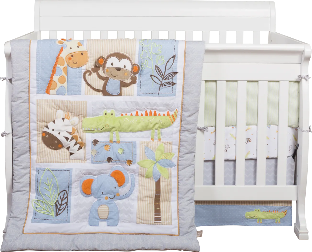 Jungle Whimsey Gray 6 Pc Baby Bedding Set - Thumbnail - Image 3