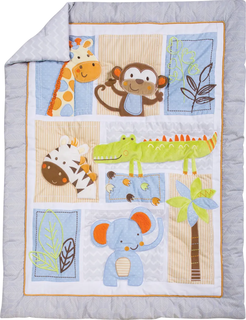 Jungle Whimsey Gray 6 Pc Baby Bedding Set - Thumbnail - Image 8