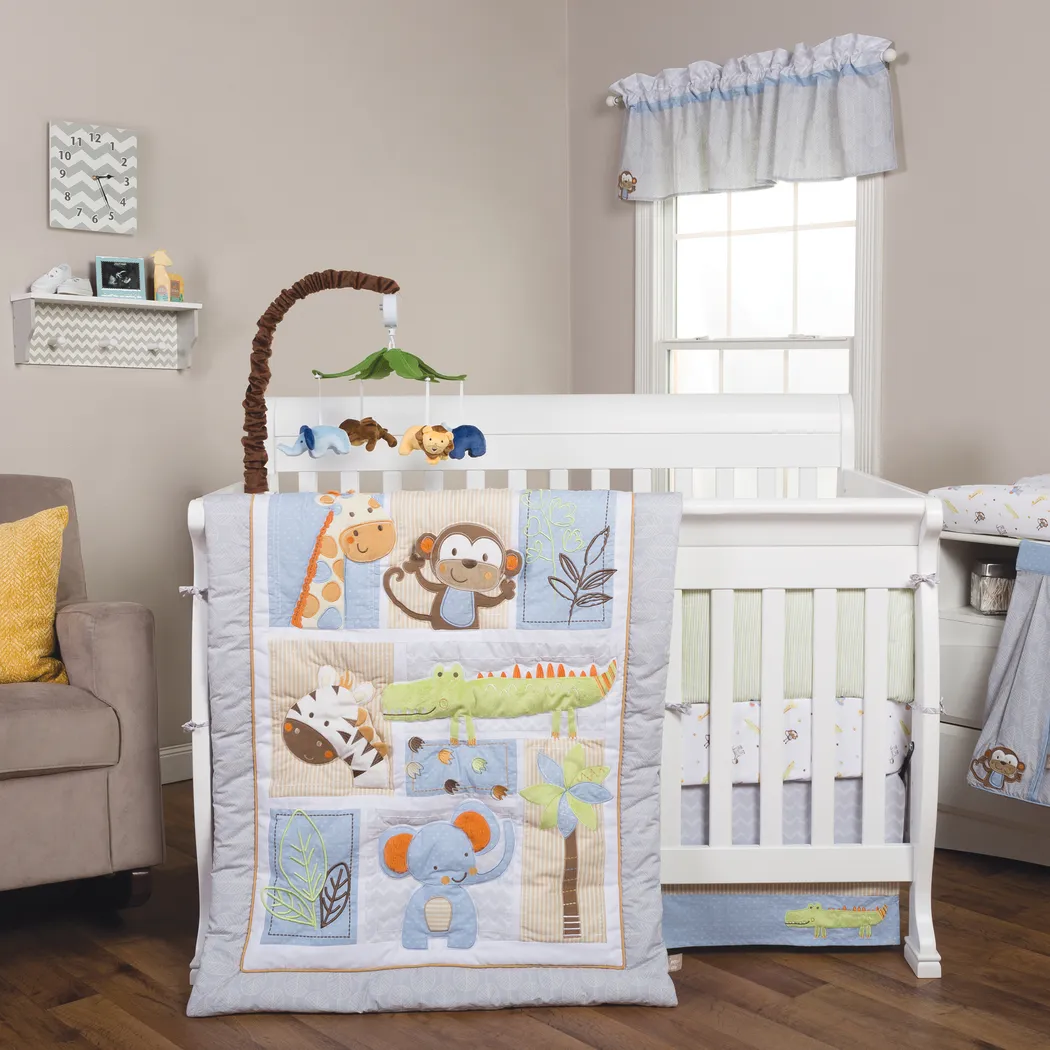 Jungle Whimsey Gray 6 Pc Baby Bedding Set - Thumbnail - Image 1