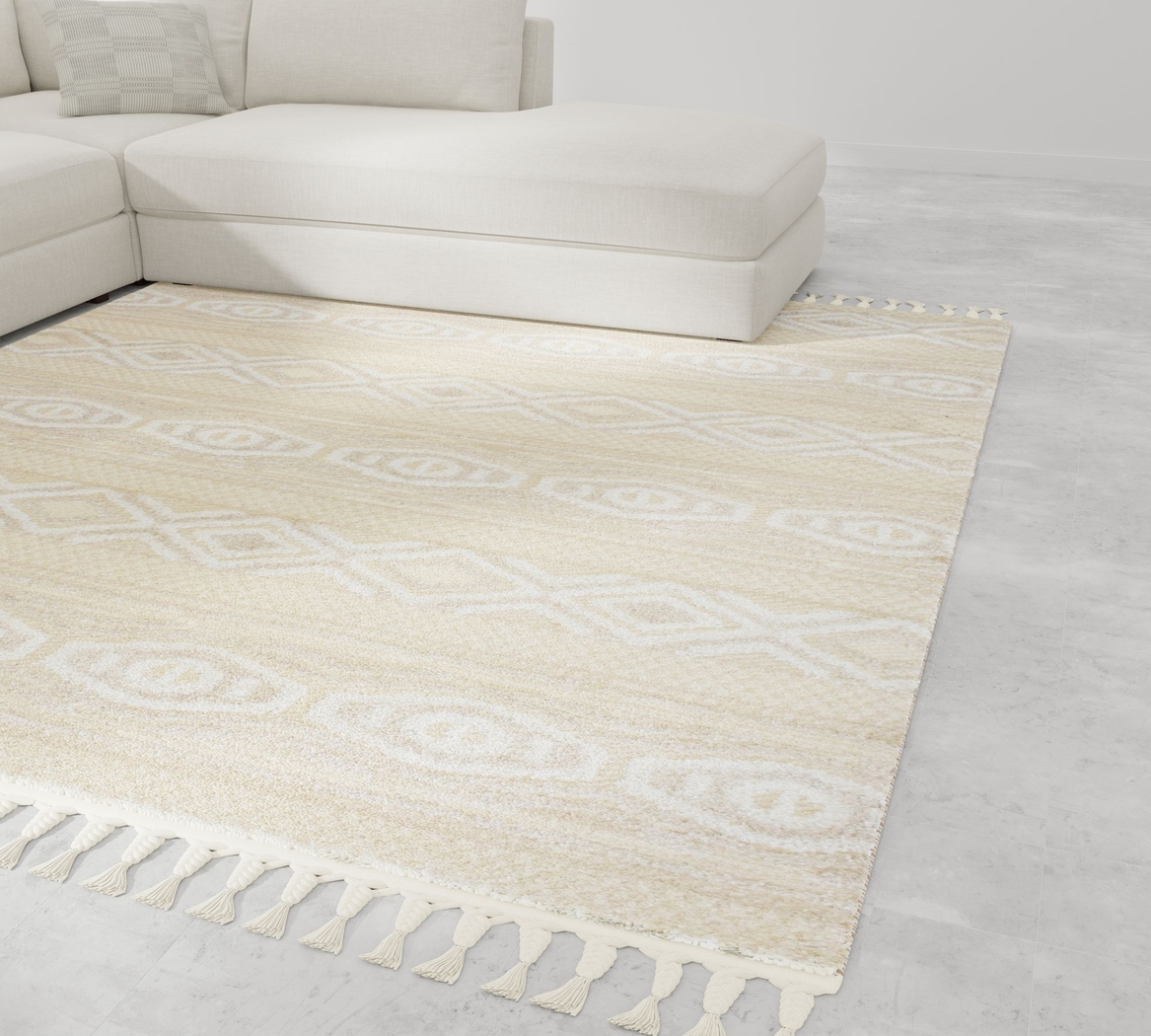 Jushou White/Tan 5' x 7' Rug - Thumbnail - Image 4