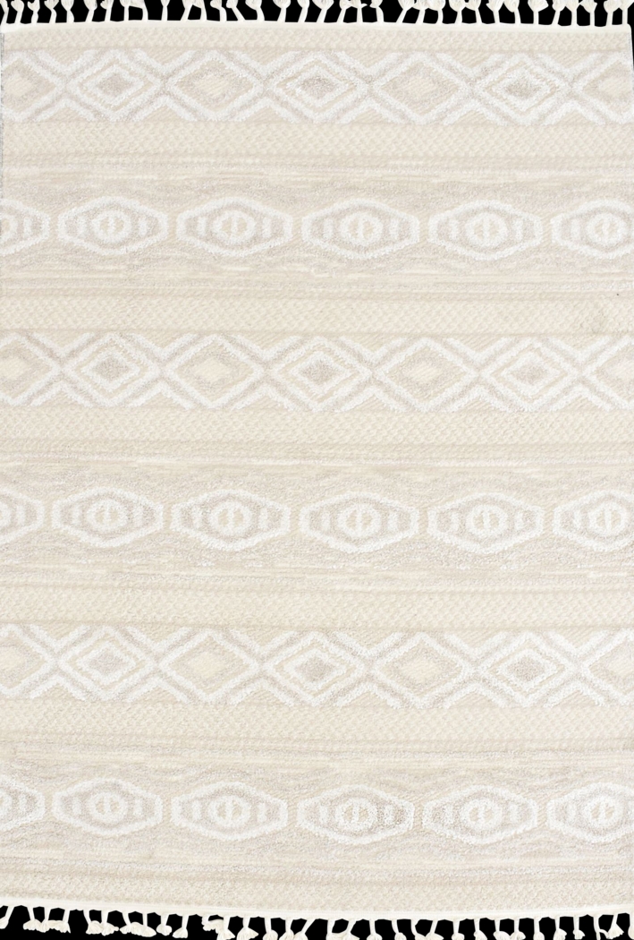 Jushou White/Tan 5' x 7' Rug - Thumbnail - Image 1