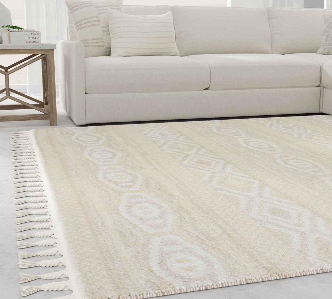Jushou White/Tan 8'3 x 10' Rug - Thumbnail - Image 5