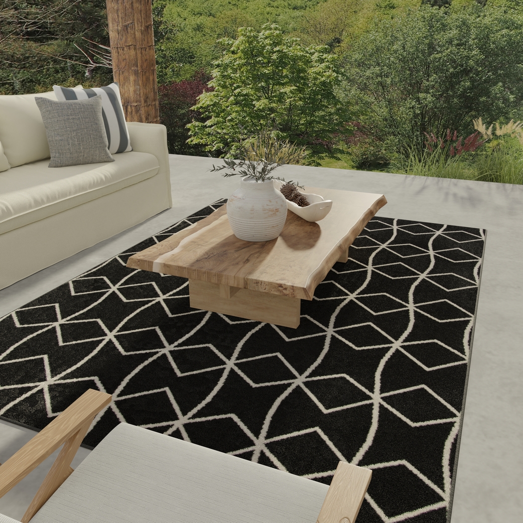 Kaikara Black 2' x 7' Indoor/Outdoor Runner - Thumbnail - Image 3