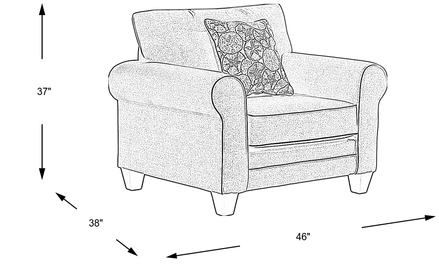 Dimension Image. Please refer to the Dimension Tab on this page for dimension details.