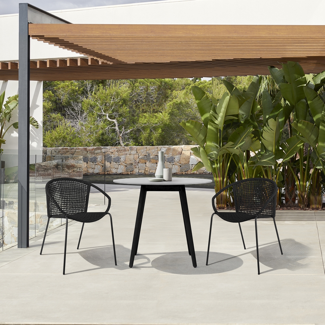 Kaiy Black 3 PC Outdoor Dining Set - Thumbnail - Image 2