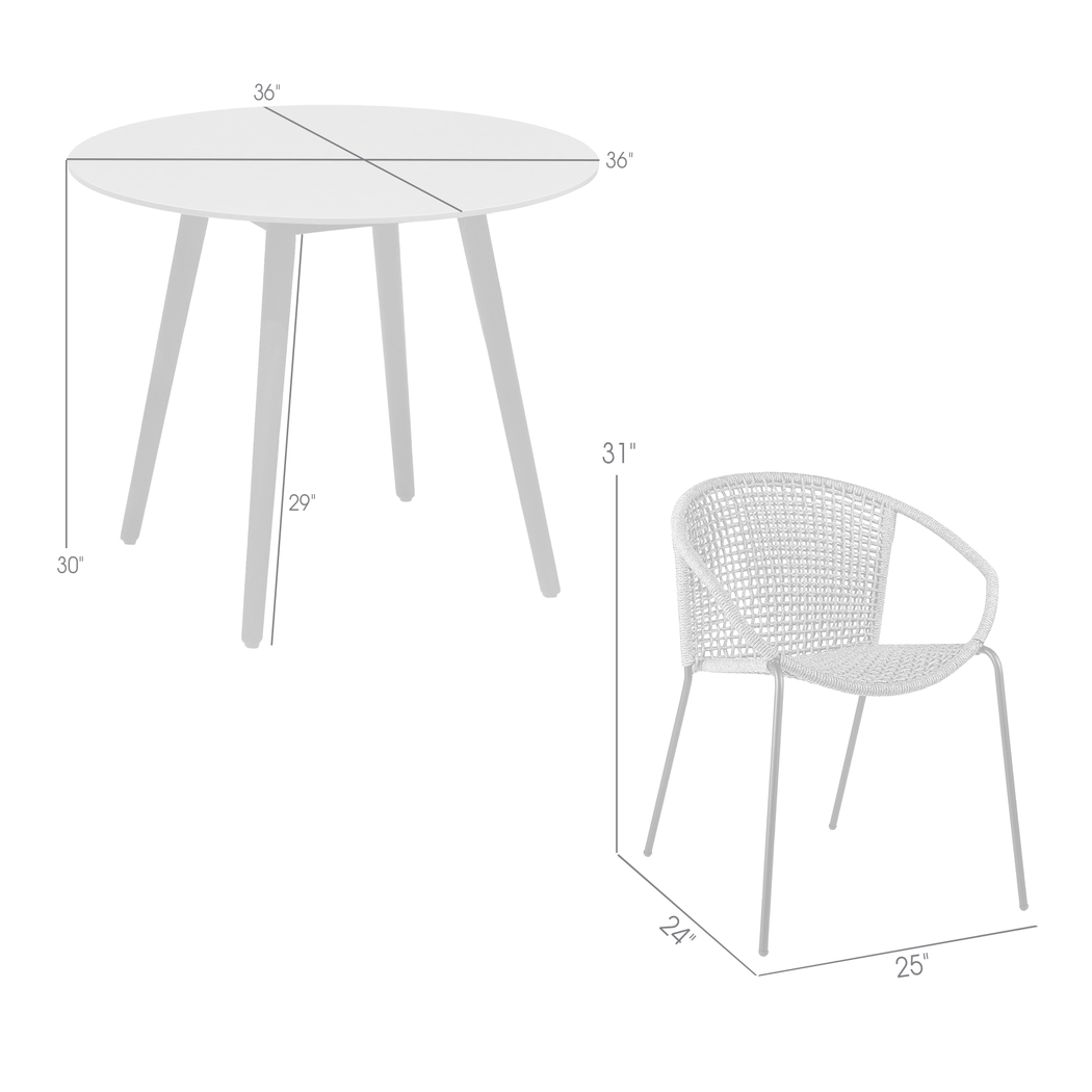 Kaiy Gray 3 PC Outdoor Dining Set - Thumbnail - Image 10