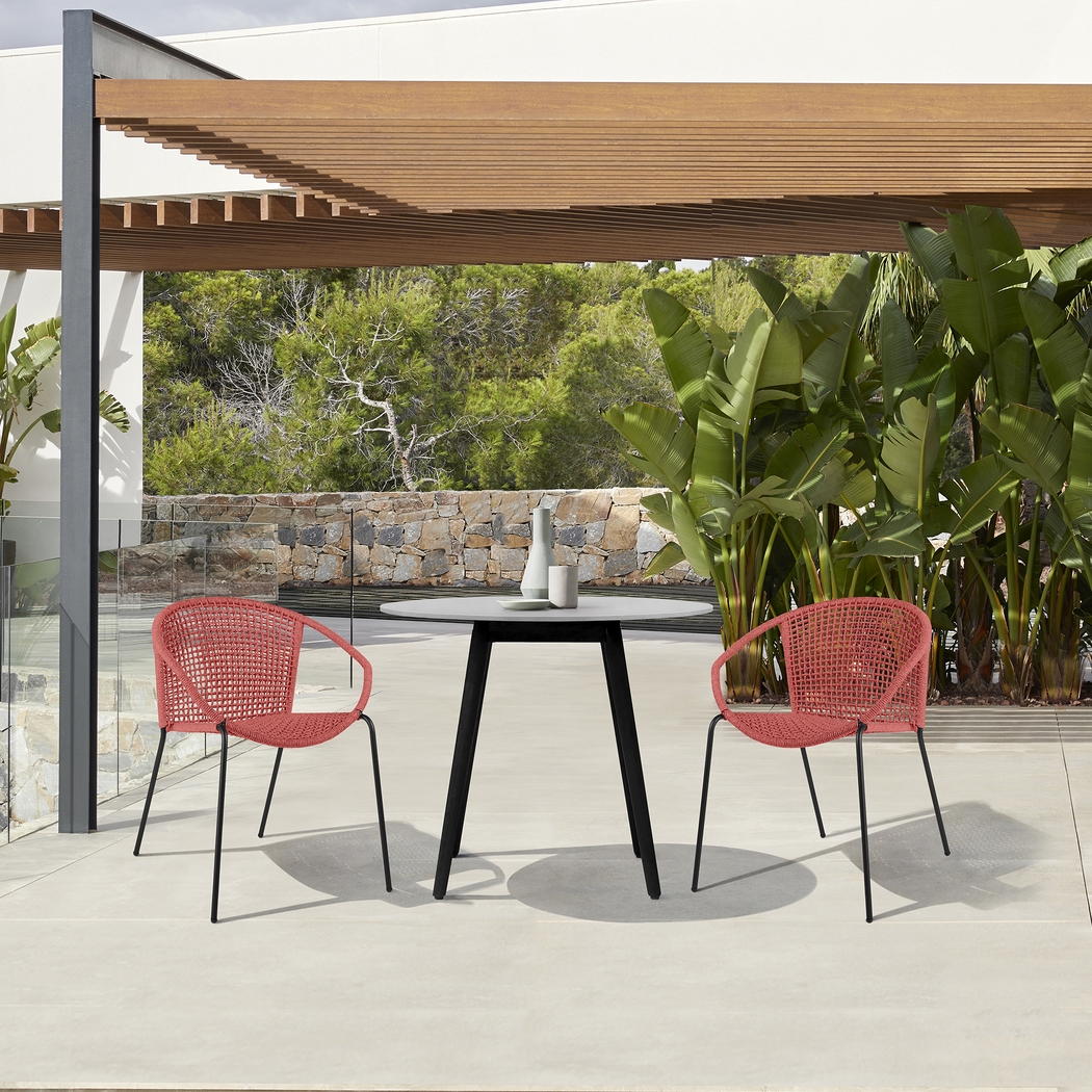 Kaiy Red 3 PC Outdoor Dining Set - Thumbnail - Image 2