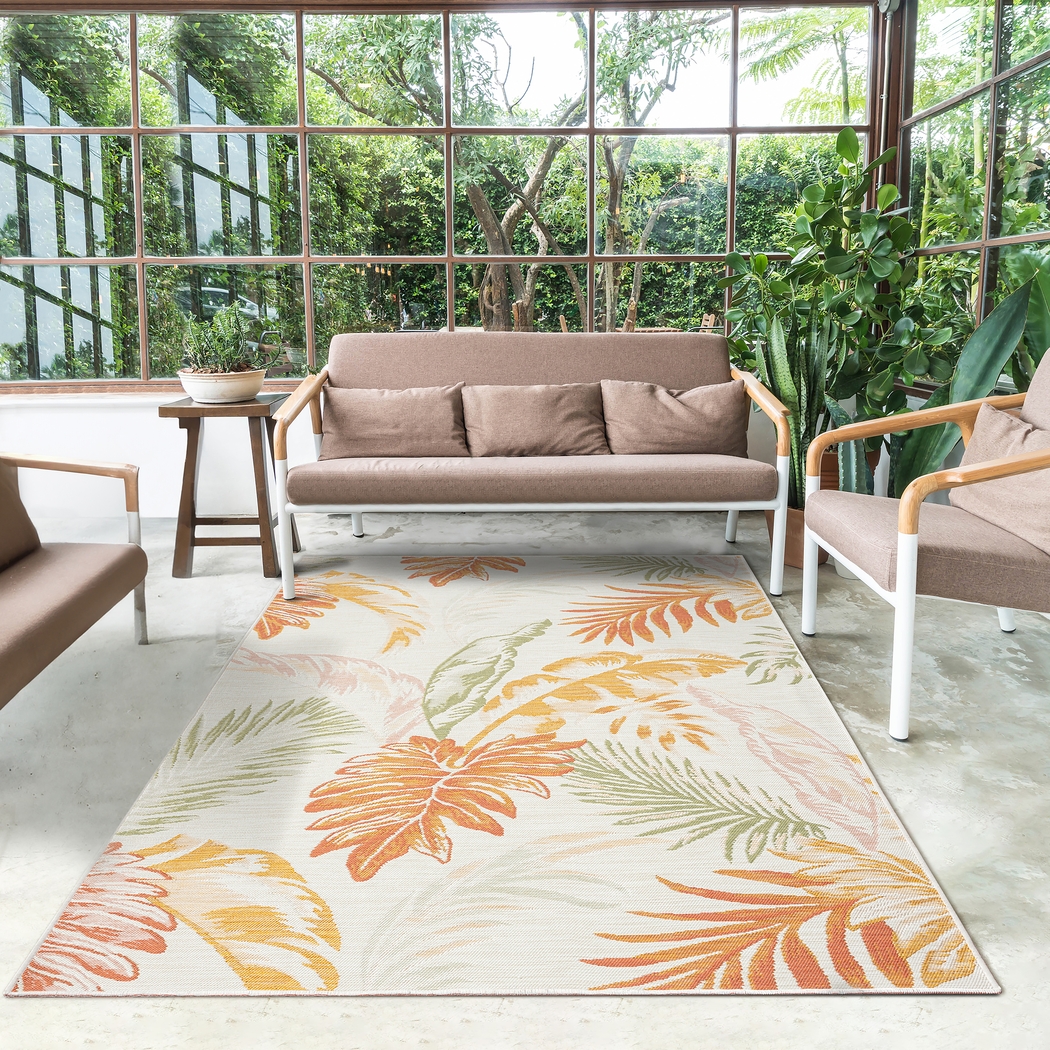 Kakay Bay Orange 5'3 x 7' Indoor/Outdoor Rug - Thumbnail - Image 2