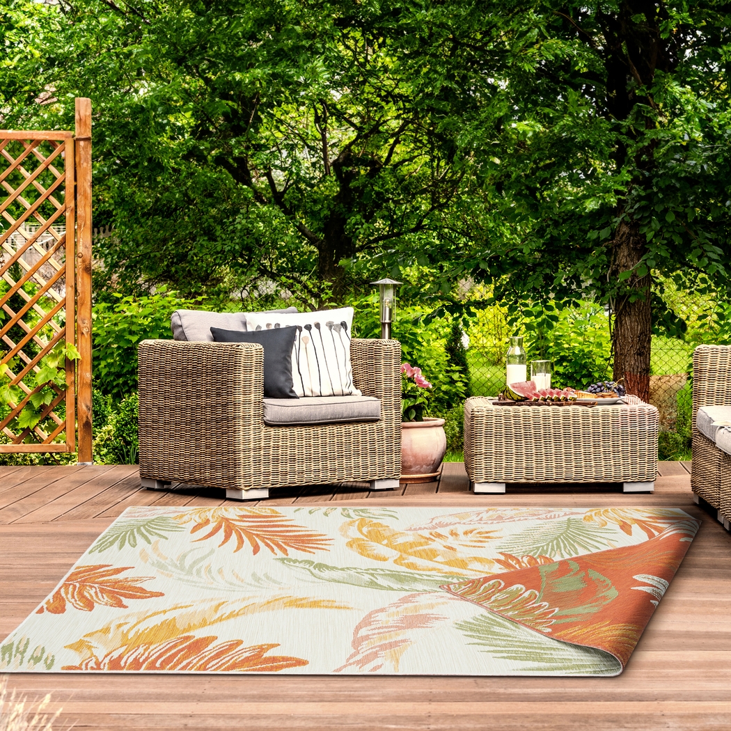 Kakay Bay Orange 5'3 x 7' Indoor/Outdoor Rug - Thumbnail - Image 3